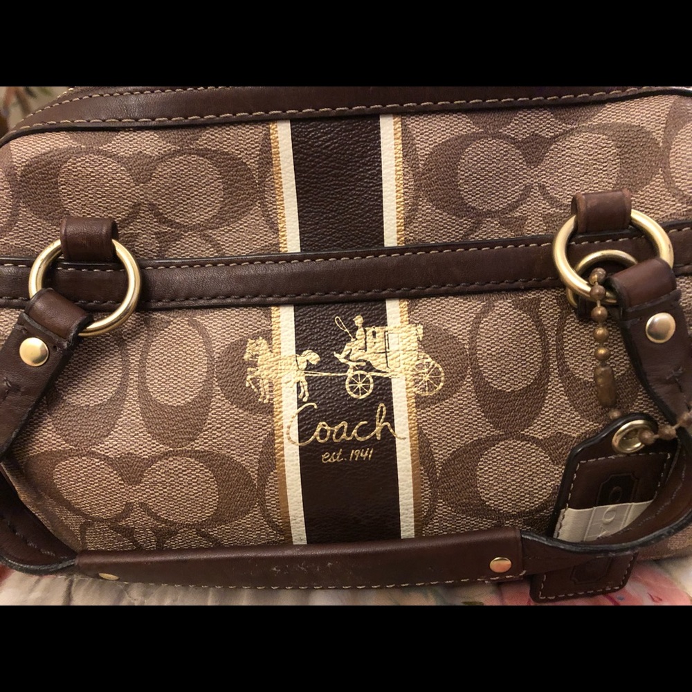 Coach Heritage Stripe Zip Purse